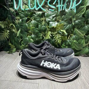 Hoka One One Womens Bondi 8 1127952 BWHT Black Running Shoes Sneakers Size 6.5 B